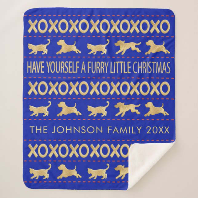 Personalise "Furry Little Christmas"Blanket/Medium Sherpa Blanket (Front)