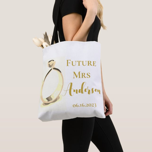 Personalise Future Mrs Bridal Shower Gift Idea  Tote Bag (Close Up)