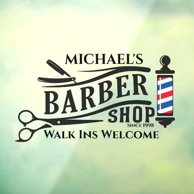 Personalise Generic Barber Shop Pole Business   Window Cling (Sheet 3)