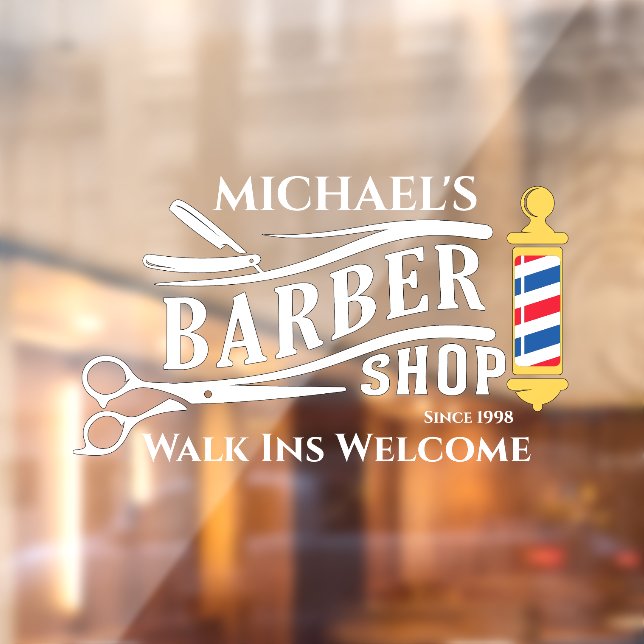 Personalise Generic Barber Shop Pole Business  Window Cling (Sheet 2)