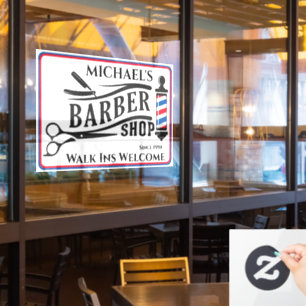 Personalise Generic Barber Shop Pole Business Window Cling