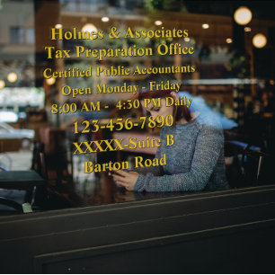 Personalise Generic Business Details Black Gold  Window Cling
