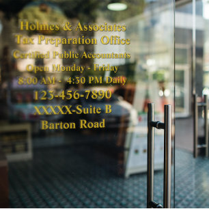 Personalise Generic Business Details Black Gold Window Cling