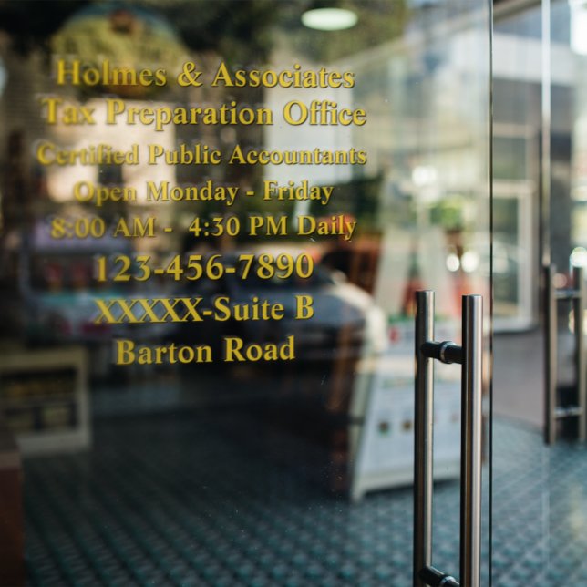 Personalise Generic Business Details Black Gold Window Cling (Creator Uploaded)