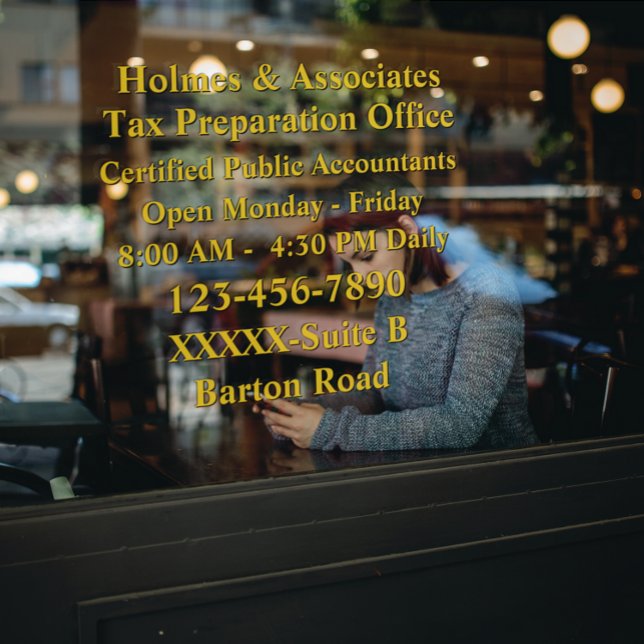 Personalise Generic Business Details Black Gold  Window Cling (Creator Uploaded)