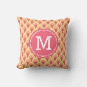 Personalise Geometric Blush Pink Monogram Cushion