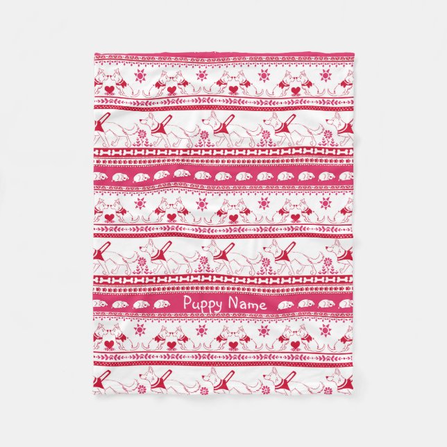 Personalise German Shepherd Guide Dog Tale  Red Fleece Blanket (Front)