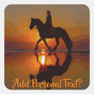 Personalise Gift for Horse Lover. Horseback Riding Square Sticker