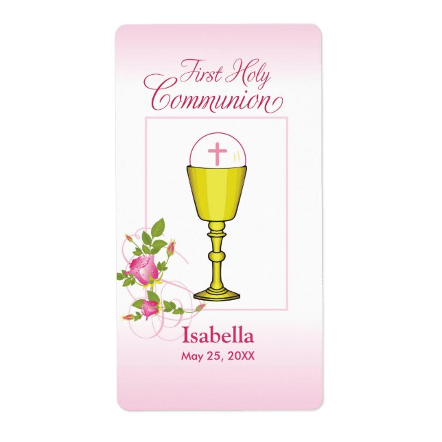 Personalise Girl Name Pink First Holy Communion (Front)