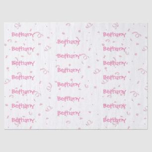 Personalise: Girls Name All-Over Pink Confetti Tissue Paper