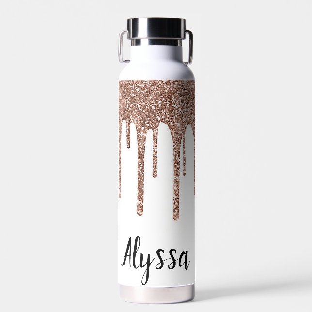 Personalise Glitter Drip Water Bottle (Front)