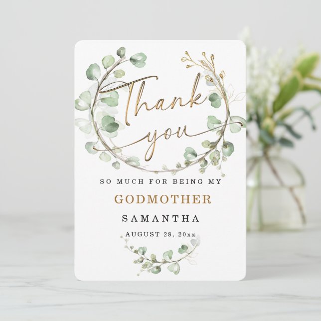 Personalise Godmother thank you card (Standing Front)