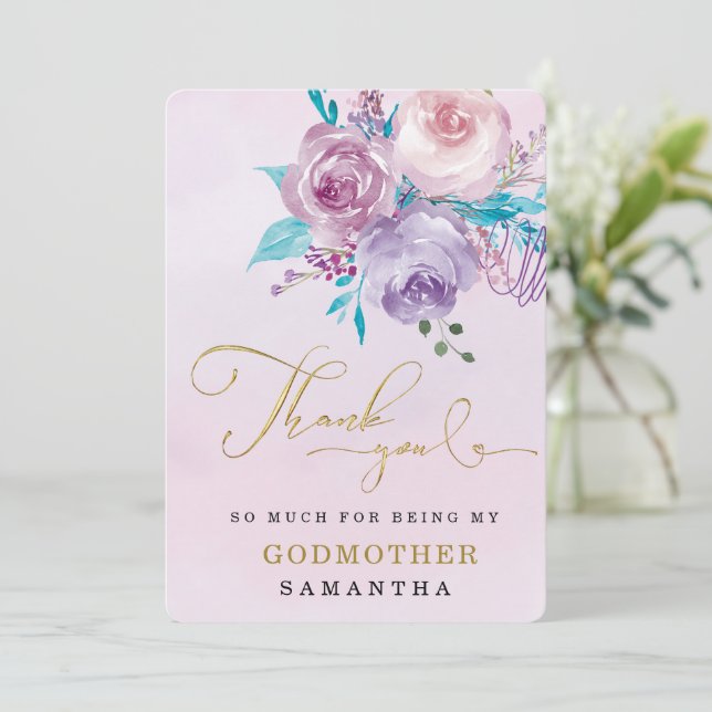 Personalise Godmother thank you card (Standing Front)