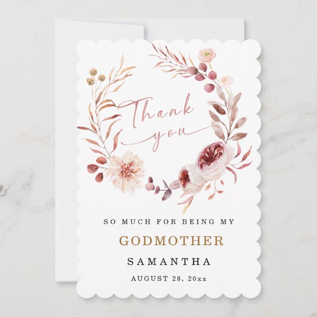 Personalise Godmother thank you card (Front)