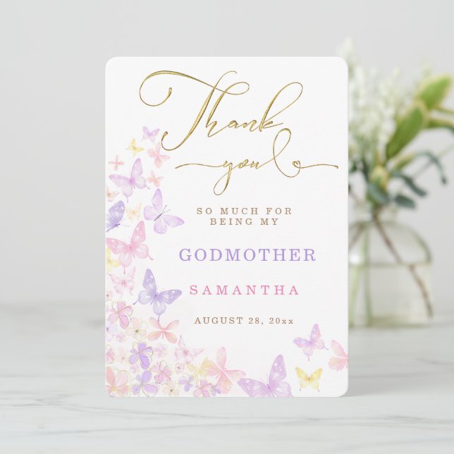 Personalise Godmother thank you card (Standing Front)