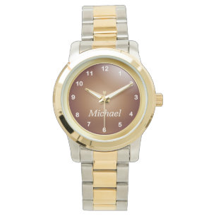 Personalise Gold and Copper with White Numbers Watch