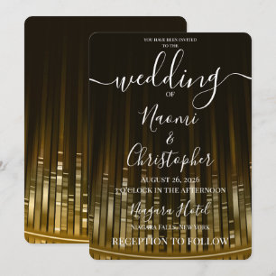 Personalise: Gold Art Deco Lines Wedding Invitation