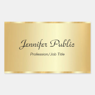 Personalise Gold Elegant Script Glamour Template Rectangular Sticker