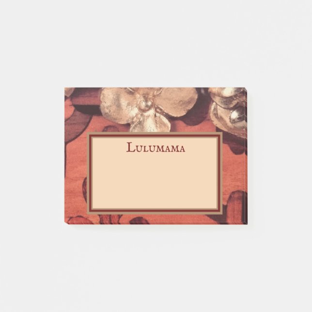 Personalise GOLD GILD floral, w/ Inlaid Wood image Post-it Notes (Front)