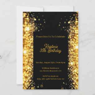 Personalise Gold Glitter Birthday Invitation