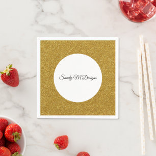 Personalise Gold Glitter Frame Image Name Paper Napkin