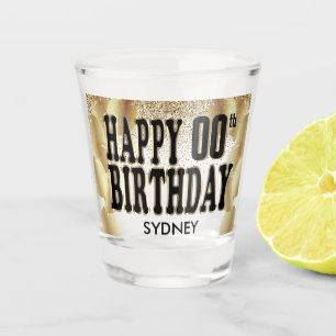 Personalise Gold Happy Birthday Shot Glass