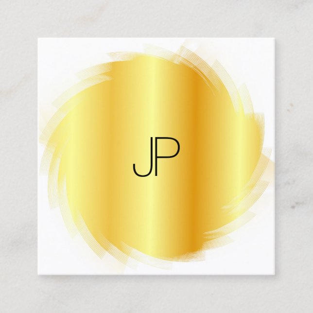 Personalise Gold Look Elegant Monogram Template Square Business Card (Front)