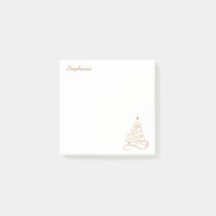 Personalise: Gold Metallic Filigree Christmas Tree Post-it Notes