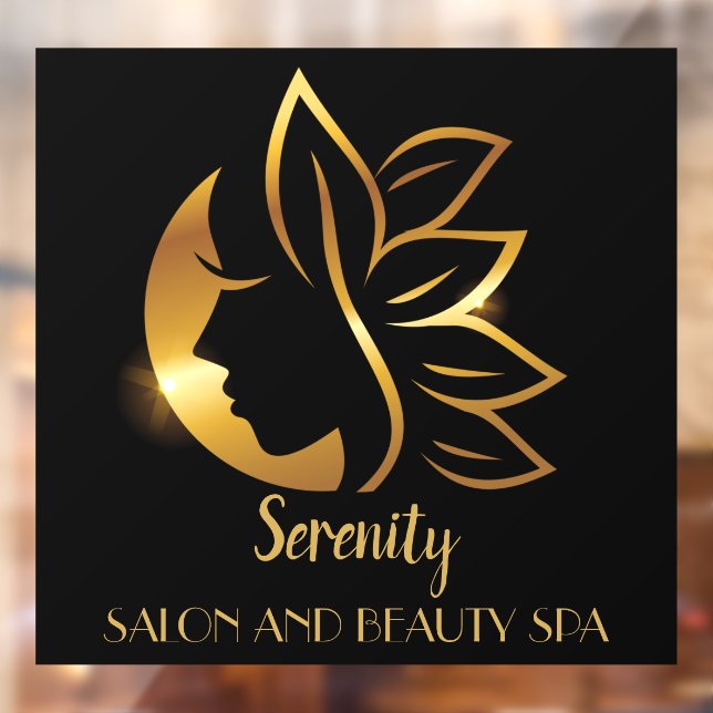 Personalise Gold Tint Women's Salon and Spa Shop Window Cling (Sheet 2)