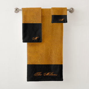 Personalise Gold with Black Bath Towel Set