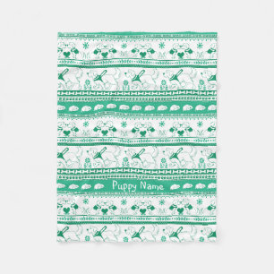Personalise Golden Guide Dog Tale Pattern Green Fleece Blanket