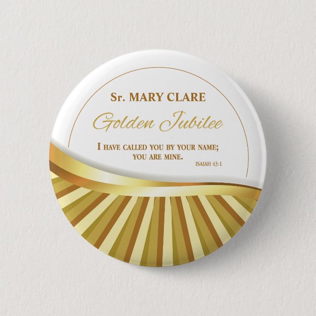 Personalise, Golden Jubilee of Religious Life, 6 Cm Round Badge (Front)