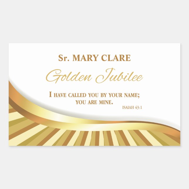 Personalise, Golden Jubilee of Religious Life Rectangular Sticker (Front)