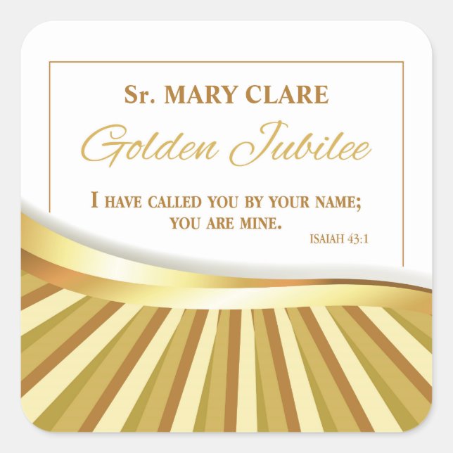 Personalise, Golden Jubilee of Religious Life Square Sticker (Front)