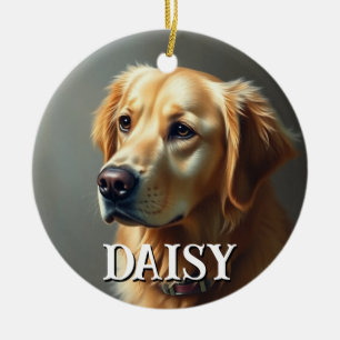 Personalise Golden Retriever Ceramic Tree Decoration