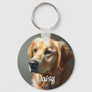 Personalise Golden Retriever Key Ring