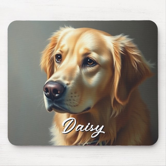 Personalise Golden Retriever Mouse Mat (Front)