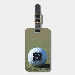 Personalise Golf Ball on Green with Monogram Luggage Tag