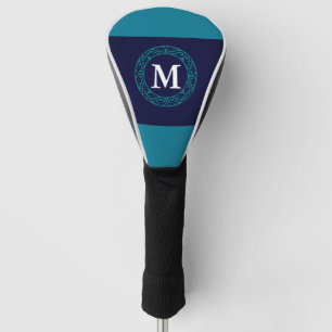 Personalise Golf Head Cover Initial Blue Driver