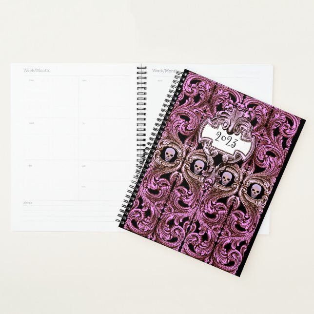 Personalise Goth Purple Ornament & Skull  Planner (Display)