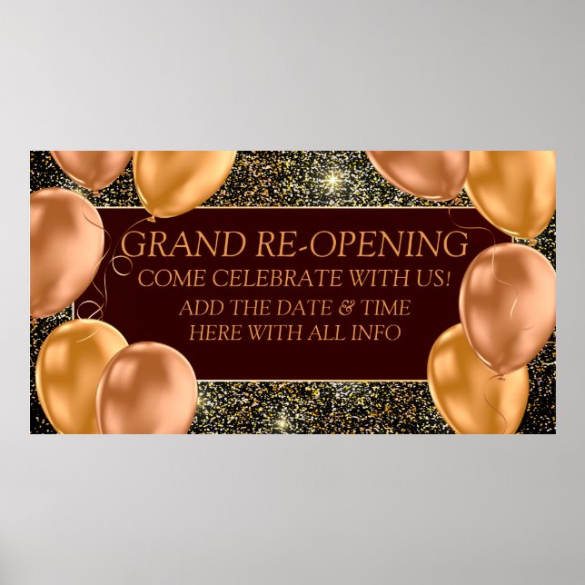 Personalise Grand Opening Re-Opening Small Busines Poster (Front)