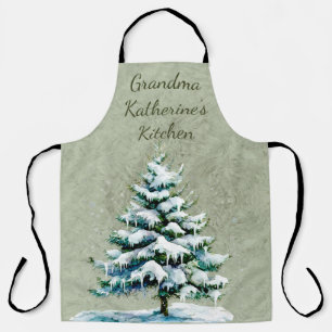 Personalise Grandma’s Winter Snowy Spruce Tree Apron