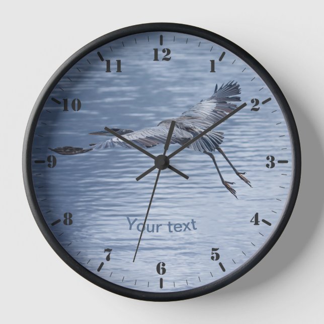 Personalise Great Blue Heron in flight Clock (Front)