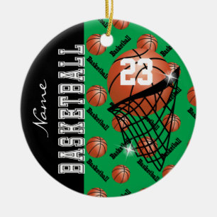Personalise Green Basketball Ceramic Tree Decoration