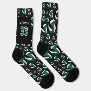Personalise Green, Black and White Volleyball Socks