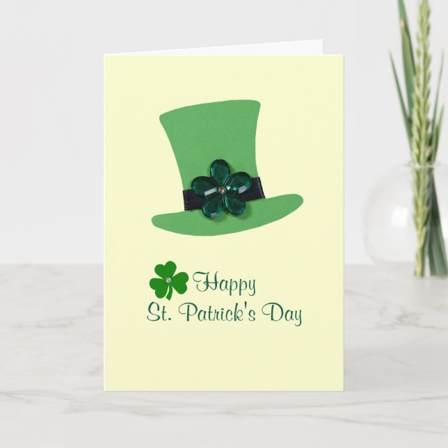 Personalise Green hat for St. Patrick's day Holiday Card (Front)