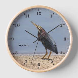 Personalise Green heron at the lake Clock