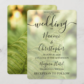 Personalise: Green Leaf Wedding Invitation