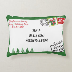 Personalise Green Santa Letter Christmas Decorative Cushion