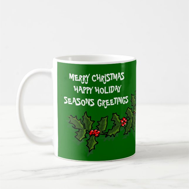 Personalise Greeting Christmas Holiday Coffee Mug (Left)